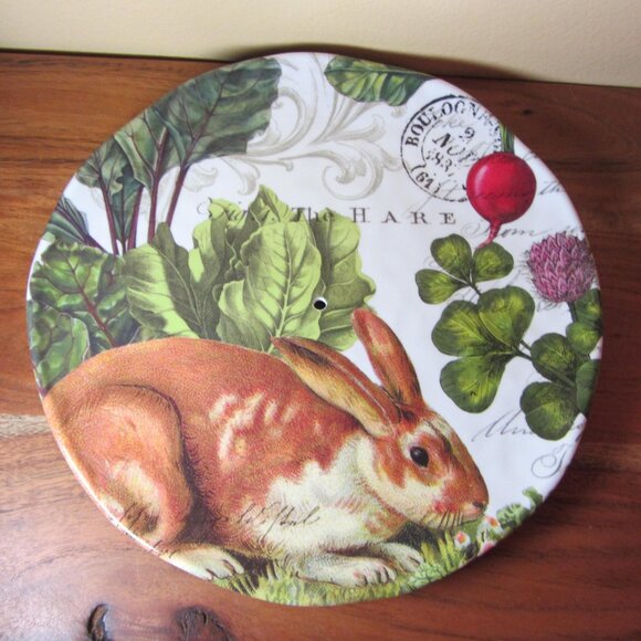 3 tier michel design works garden bunny melamine tray (W5140) - Picture 9 of 15